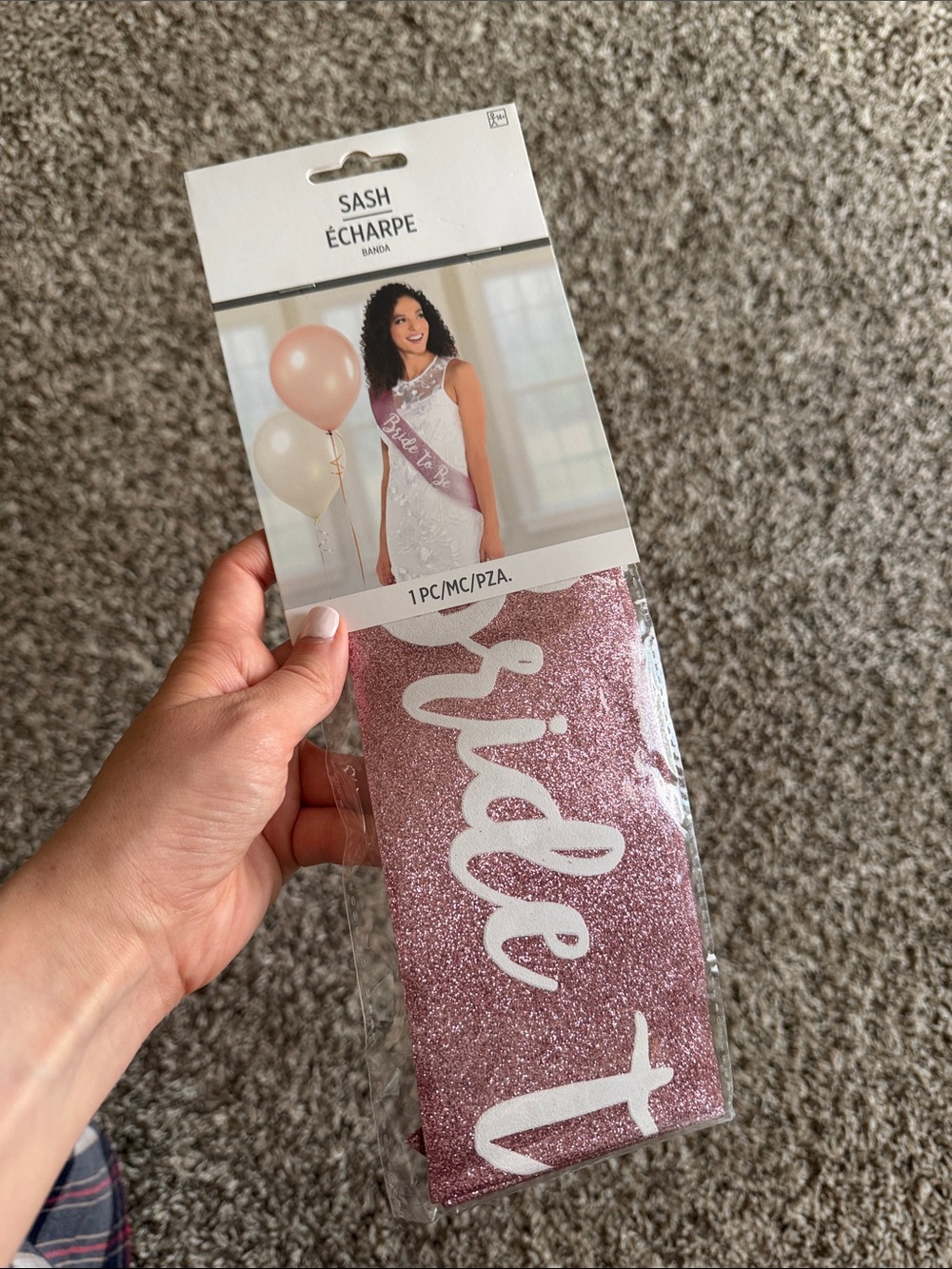 Unopened Bride-to-Be Pink Glitter Sash - Party Supplies